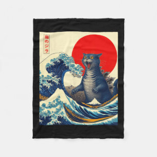 Manta Polar Catzilla Cat Arte Japonés Gracioso Regalos De Gato