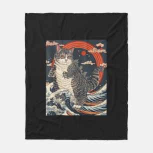 Manta Polar Catzilla Cat Arte Japonés Gracioso Regalos De Gato