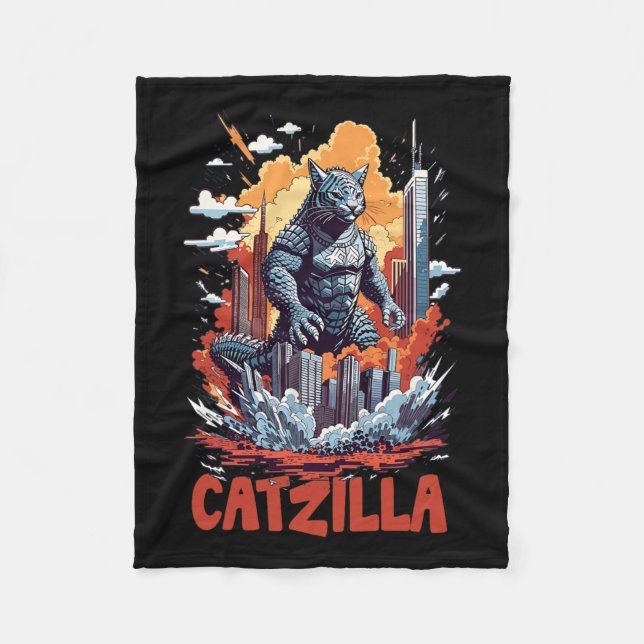 Manta Polar Catzilla Cat City Skyline Funny (Anverso)