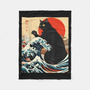 Manta Polar Catzilla Gato Arte Japonés Gato Divertido Kawaii D