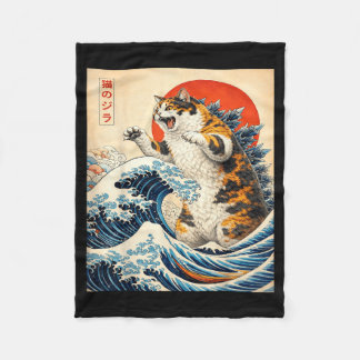 Manta Polar Catzilla Gato Arte Japonés Gato Divertido para Hom