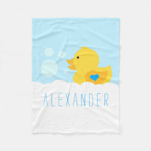 Manta Polar Caucho Ducky Con Corazón Azul