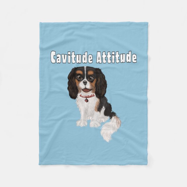 Manta Polar Cavalier de tres colores King Charles Spaniel (Anverso)
