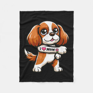 Manta Polar Cavalier King Charles Spaniel Amo a mamá Perro gra