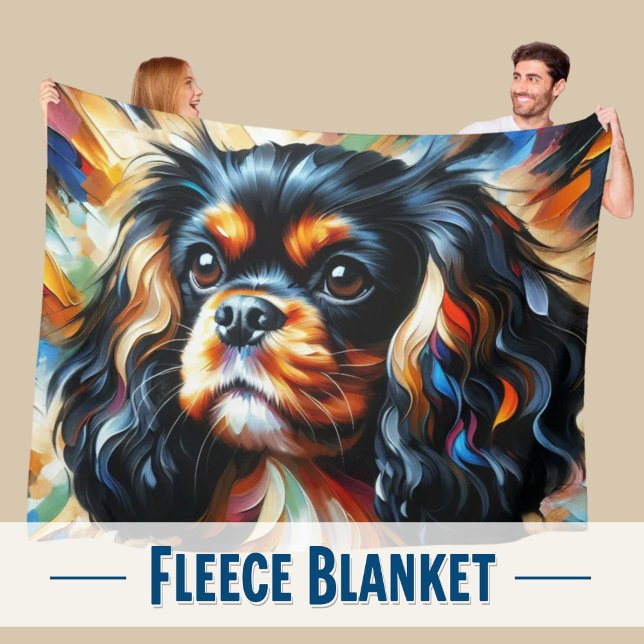 Manta Polar Cavalier King Charles Spaniel Dog Acrylic Print (Snuggle up with this artistic Cavalier King Charles Spaniel Fleece blanket!)