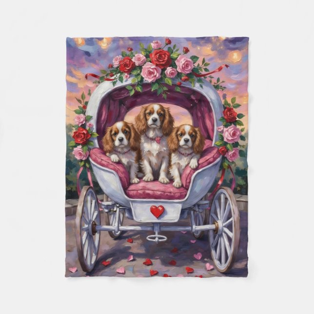 Manta Polar Cavalier King Charles Spaniel Dog Valentine's Day (Anverso)