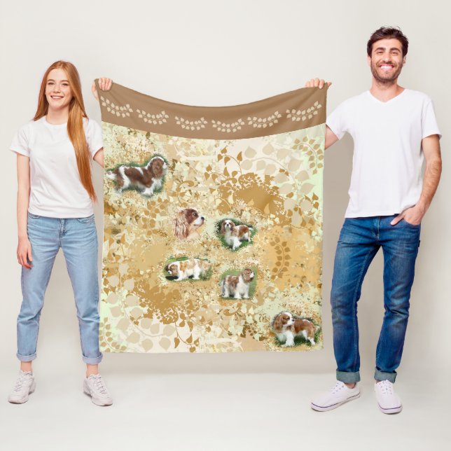 Manta Polar Cavalier King Charles Spaniel Fleece Blanket (In situ)