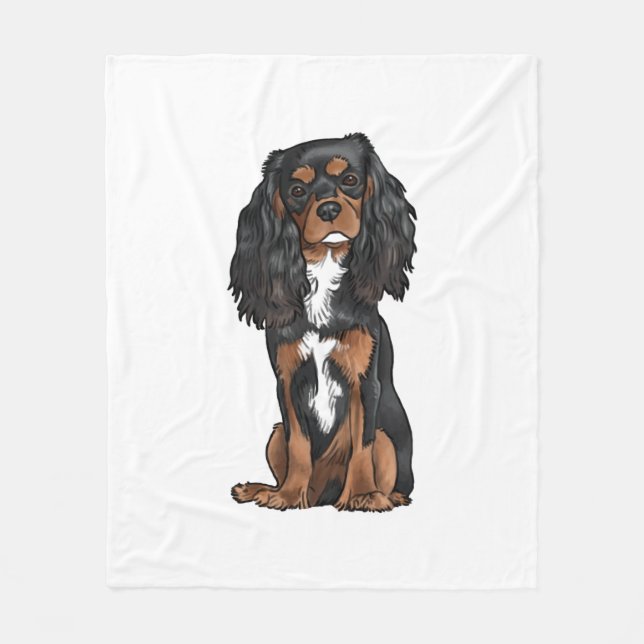 Manta Polar Cavalier King Charles Spaniel - Negro y Tan (Anverso)
