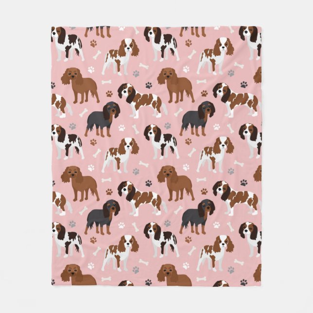 Manta Polar Cavalier King Charles Spaniel Paws and Bones Fleec (Anverso)