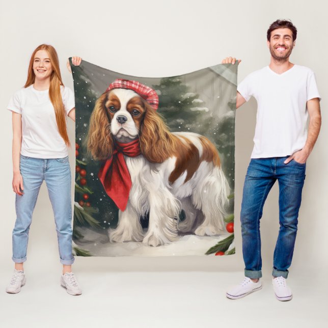Manta Polar Cavalier King Charles Spaniel Perro Navidad (In situ)