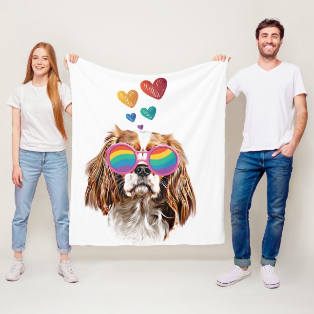 Manta Polar Cavalier King Dog con El día de San Valentín del c (In situ)