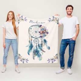 Manta Polar Cazador de Sueños Boho Acuarela Nombre Personaliza