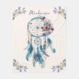 Manta Polar Cazador de Sueños Boho Acuarela Nombre Personaliza