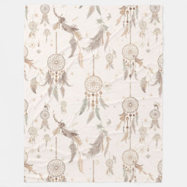Manta Polar Cazador de Sueños Boho Plumas Celestiales Fleece S