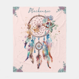 Manta Polar Cazador de Sueños Personalizado con Acuarela Boho