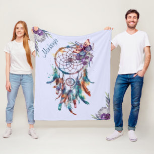 Manta Polar Cazador de sueños personalizado con acuarela Boho