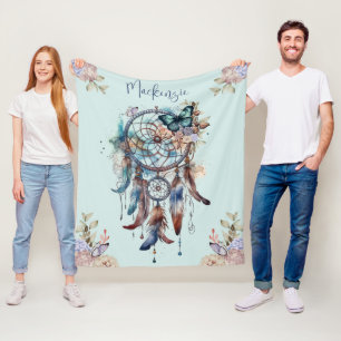 Manta Polar Cazador de Sueños Personalizado con Acuarela Boho