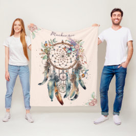 Manta Polar Cazador de sueños personalizado con nombre en acua