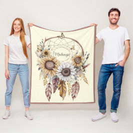 Manta Polar Cazador de sueños personalizado con nombre en acua