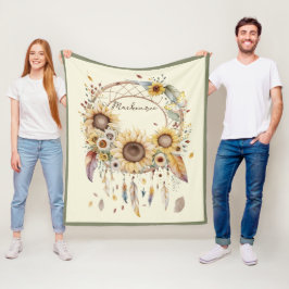 Manta Polar Cazador de sueños personalizado con nombre en acua