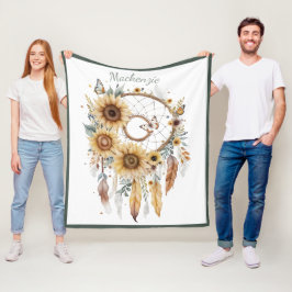 Manta Polar Cazador de sueños personalizado con nombre en acua