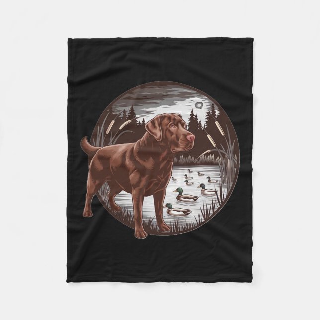 Manta Polar Cazando chocolate labrador (Anverso)