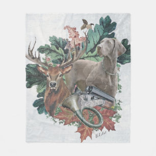 Manta Polar Cazando con un Weimaraner, "Fantasma gris"