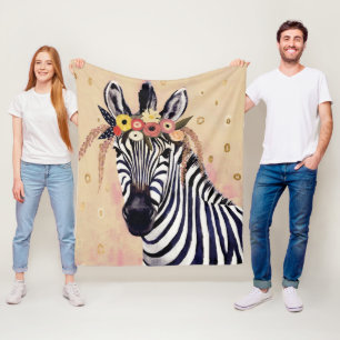 Manta Polar Cebra de Klimt el   adornado en flores