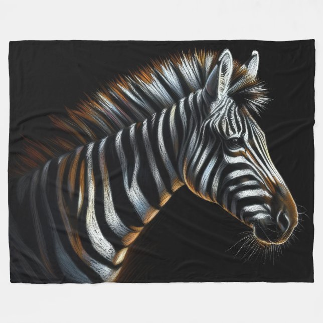 Manta Polar Cebra de Pastel Duro en Negro (Frente (Horizontal))