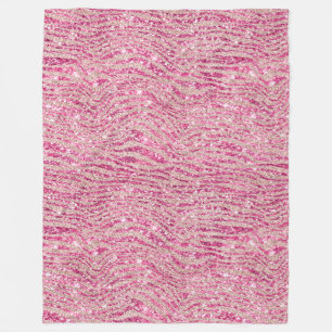 Manta Polar Cebra de Purpurina Girly Pink y Rubor