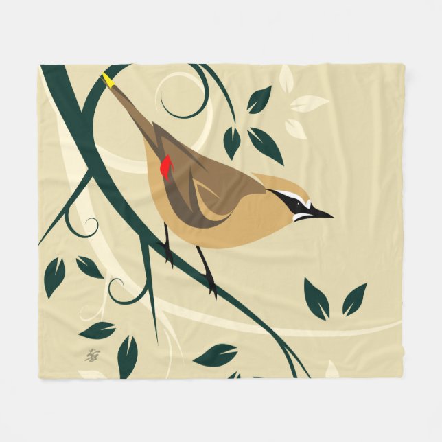 Manta Polar Cedar Waxwing Bird (Frente (Horizontal))