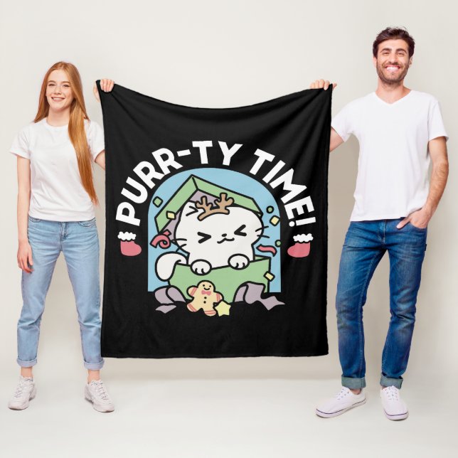 Manta Polar Celebración de los navidades con un gato moro (In situ)