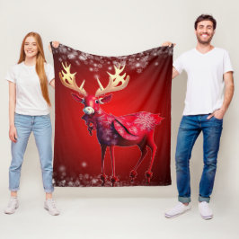Manta Polar Celebración de Navidad Reno Rojo Fiestas de Invier