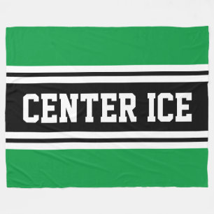 Manta Polar CENTRO DE HIELO Verde Brillante Negro Blanco Rayas
