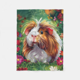 Manta Polar Cerdo de Guinea entre las flores