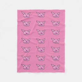 Manta Polar Cerdo Feliz Rosa