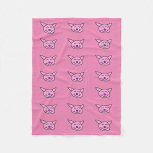 Manta Polar Cerdo Feliz Rosa
