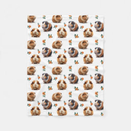 Manta Polar Cerdos De Guinea Y Flores Naranjas