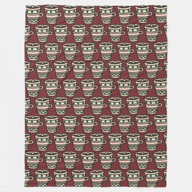 Manta Polar Cerebros de cacao con patrón marshmallow Borgoña (Anverso)