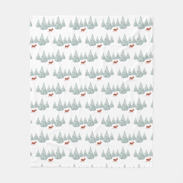 Manta Polar Cerveza marrón festiva bajo árboles de nieve (Anverso)