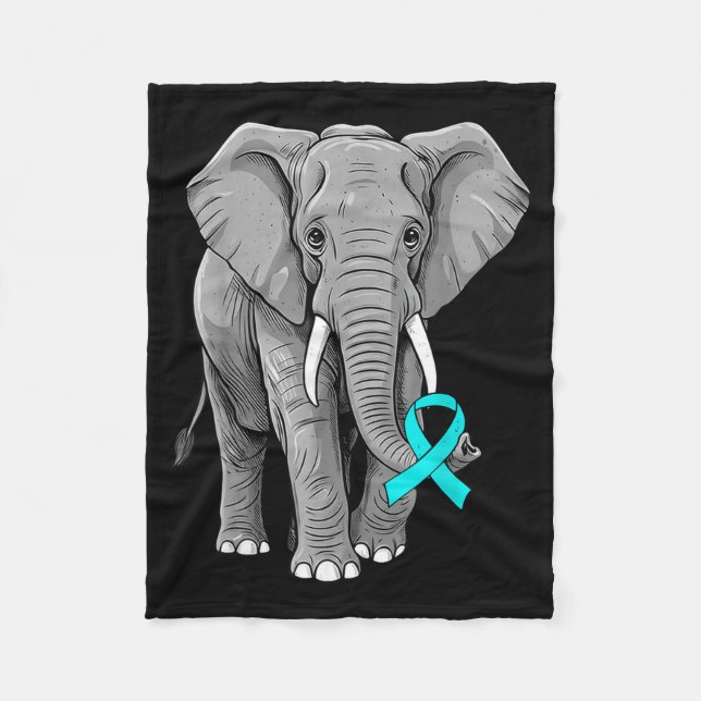 Manta Polar Cervical Cancer Awareness Elephant Ribbon Teal Men (Anverso)