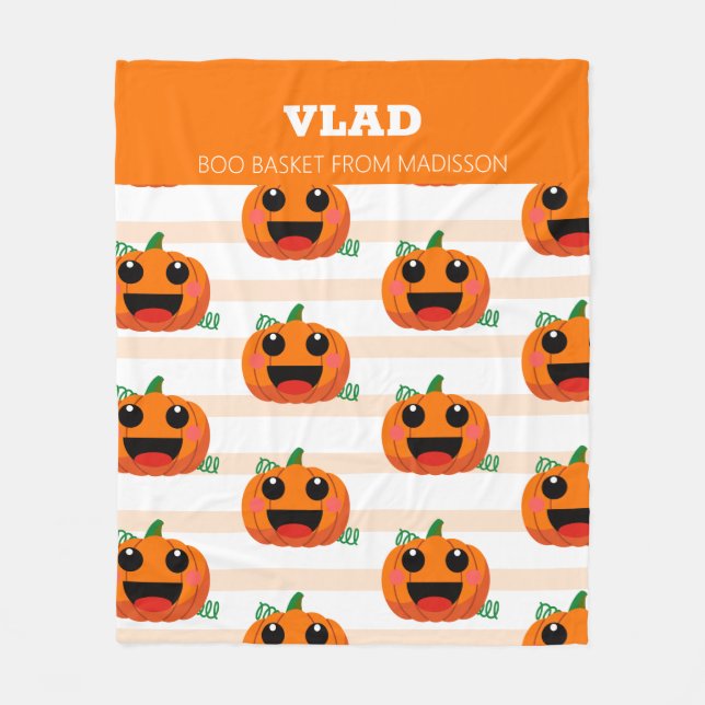 Manta Polar Cesta de bots de calabaza de Halloween (Anverso)