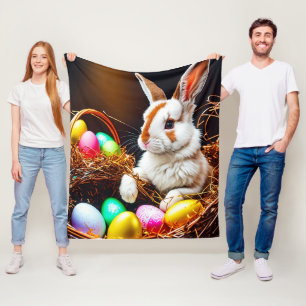 Manta Polar Cesta de conejo y huevos de Pascua