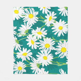 Manta Polar Chamomile Turquoise: Ilustracion floral sin foco.