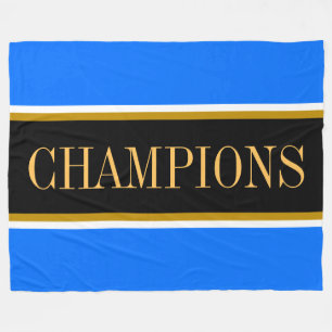 Manta Polar CHAMPIONS Azul Brillante Negro Blanco Rayas de Car