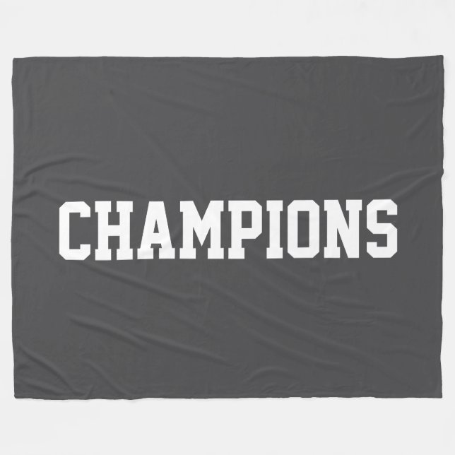 Manta Polar CHAMPIONS Bold Athletic White Text On Deep Gray (Frente (Horizontal))