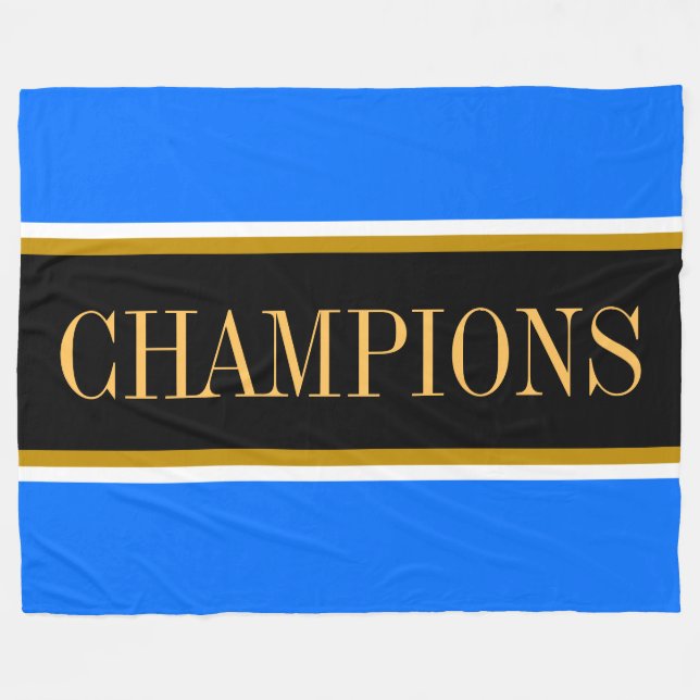Manta Polar CHAMPIONS Bright Blue Black White Racing Stripes  (Frente (Horizontal))