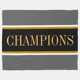 Manta Polar CHAMPIONS Negrita Gris Atlético Blanco Rayas Negra