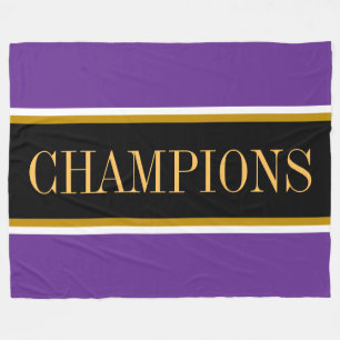Manta Polar CHAMPIONS Royal Púrpura Negro Blanco Rayas de Carr