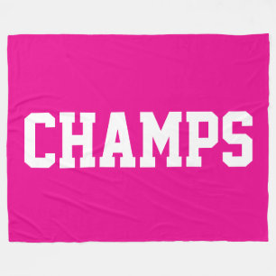 Manta Polar CHAMPS Texto Blanco Atlético en Rosa Brillante